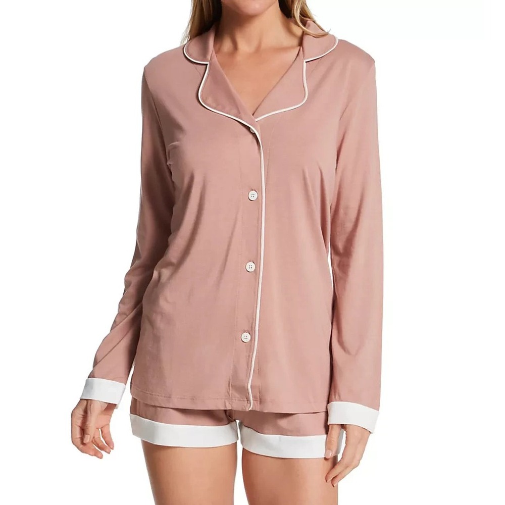 NWT Cosabella Bella Long Sleeve Short Pajama Set Mandorla/Moon Ivory 2X Pima Ctn